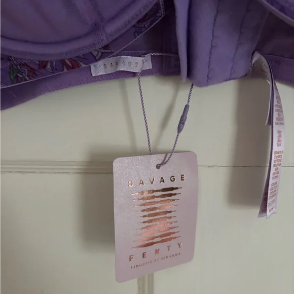 Savage X Fenty Purple Floral Bra - Picture 2 of 4